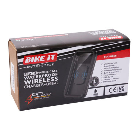 Interphone Ucom 3 Universal Bluetooth Intercom Single + Bike It Pro 2.0 Waterproof Phone Mount and Wireless Fast Charger Kit Bundle